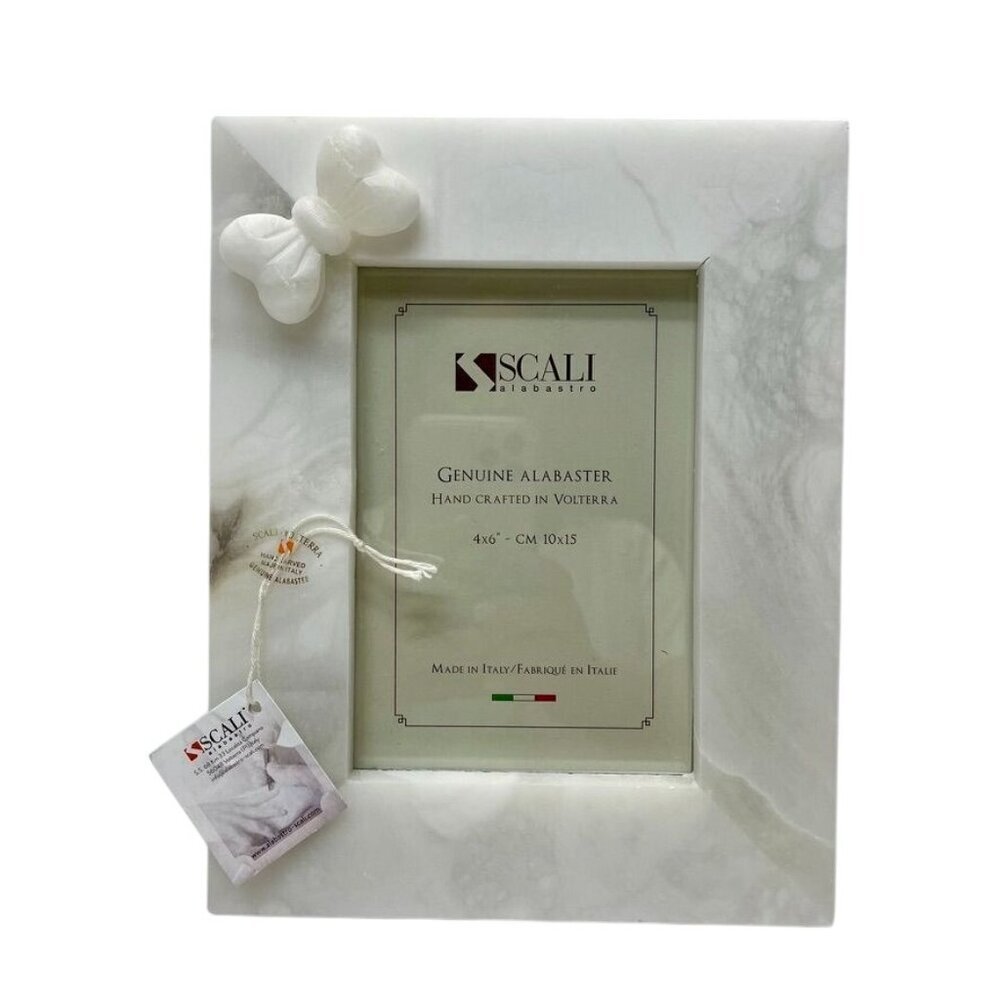 Scali Alabastro 4x6 Genuine Alabaster Frame Bow Accent Italian Handcrafted NWOB